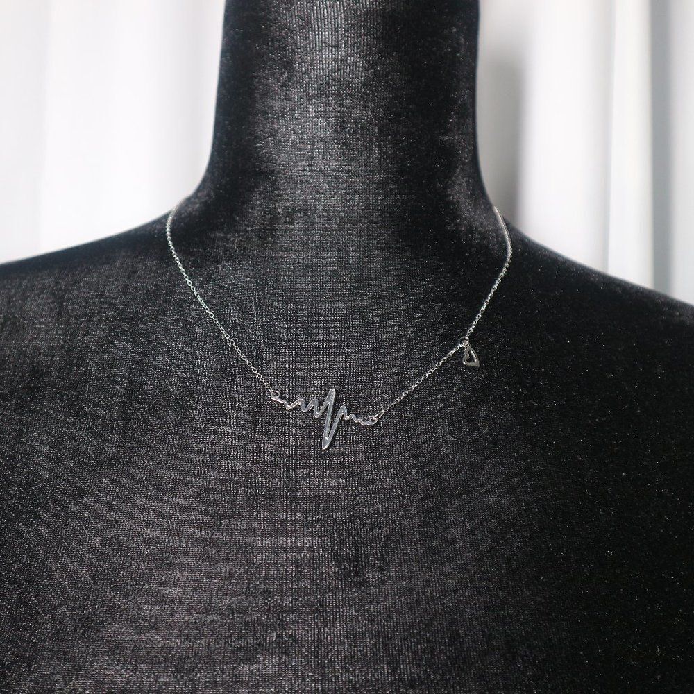 Silver Heart Beat Electrocardiogram Necklace​